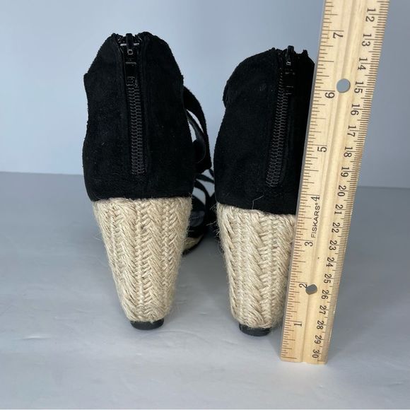 Chase + Chloe Black Bow Espadrilles Wedges 9 - Picture 4 of 8